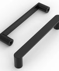 10 Pack Matte Black 5 Inch Hole Center Kitchen Cabinet Pulls ZH0005MB Modern Hardware, two black pulls on white background