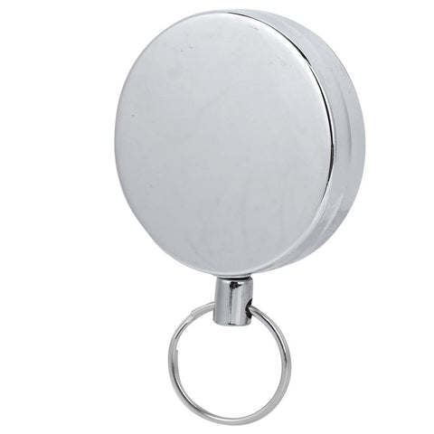 Retractable Key Ring Wire Keychain with Belt Clip Anti Theft Anti Lost Design 5 Cm Diameter Metal Electroplated Gear Close-up