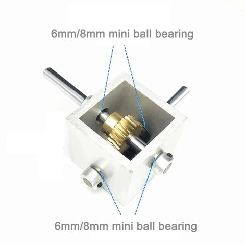 PGFUN 10:1 right-angle worm gearbox, aluminum housing with brass gear and 8mm shafts