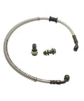 Heavy Duty Stainless Braided Hydraulic Brake Hose Line 550mm 21.6 Inches with M10 Banjo Bolts Two Angles 28 Degree and 90 Degree