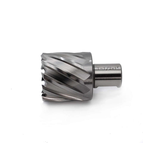 Side view of Oscarbide annular cutter, 1-1/2 in dia, 1 in DOC, 3/4 in Weldon shank for magnetic drill press