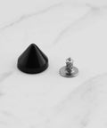 Hella Secure 6mm Black Replacement Studs And Screws For Dope Diy Shoe Decor Craft Leather Projects Kicks Up Fresh Style With Simple Screw On Assembly That Is Built To Last, featuring a black pyramid stud and silver screw.