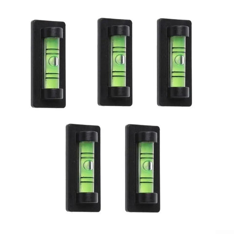 Small for spirit Level with Magnetic Bottom for Cross Stitch Frame, five mini bubble level indicators with green liquid.