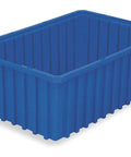 Single blue bin from Stackable Modu Box Grid Storage Tote 3 Pack Blue Durable Plastic Bins With Dividable Compartments