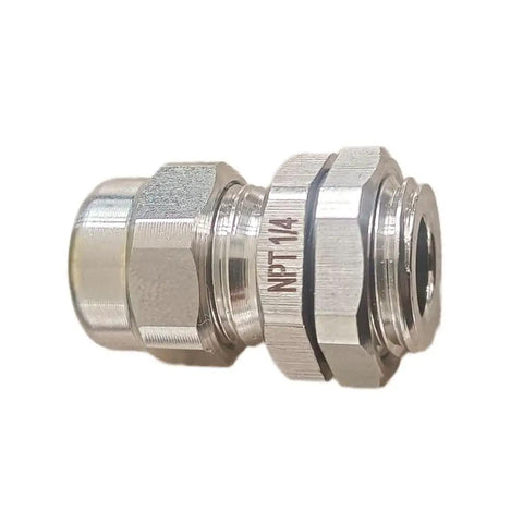 Side view of Heavy Duty Strain Relief Cord Grip Cable Gland With Nut One Quarter Inch NPT Stainless Steel Waterproof