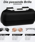 Premium Abs Sunglasses Holder For Tesla Cybertruck Sun Visor showing various eyewear types and dimensions on display.