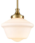 Modern Gold Schoolhouse Pendant Light With White Glass Shade, Adjustable Height Brass Hanging Fixture For Kitchen Island