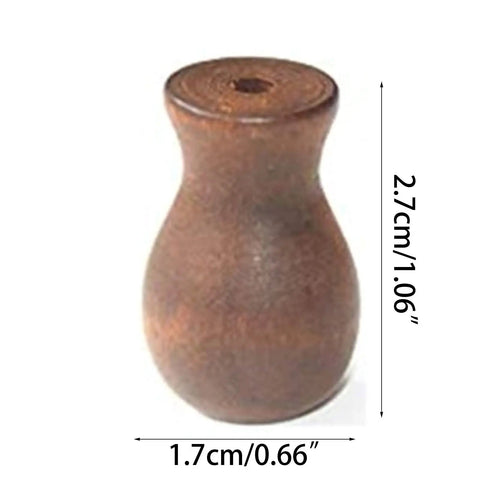 Slick Wood Window Blind Cord Knobs 12 Pack Brown Vase Shape Curtain Rope Pull Ends And Shade Drop Caps, 2.7cm tall, 1.7cm wide.