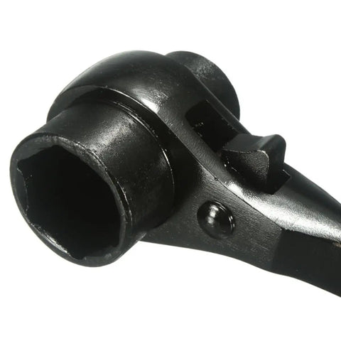 Durable Pointed Tail Ratchet Socket Wrench For Nuts And Bolts In Tight Squeezes Mini Adjustable Mechanic Kit heavy duty steel head close-up.
