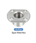 Premium Spot Weld Nuts 7/16-20 Thread Carbon Steel Double Tab Fastener 10 Pack showing a single spot weld nut with threaded center.