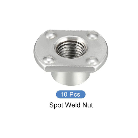 Premium Spot Weld Nuts 7/16-20 Thread Carbon Steel Double Tab Fastener 10 Pack showing a single spot weld nut with threaded center.