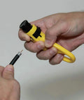 Using a Coax Install And Test Kit With Crimp Tool, Tester, Stripper And Universal F Connectors for easy cable stripping.