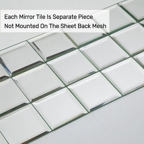 Beveled Mirror Tiles 80 Pcs 3 Inch Silver Square Glass Tiles for kitchen backsplash DIY projects