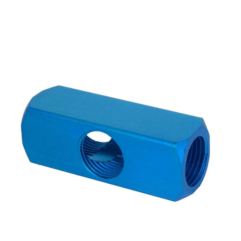 Blue 2 Way 13/16 Inch Heavy Duty Iron Air Manifold Block Splitter Inline Hose Fitting For Pneumatic Air Compressors G Thread