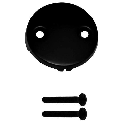 Tip Toe Schedule 40 ABS Bath Waste With Two Hole Elbow Matte Black Finish Tub Drain Assembly faceplate and brass screws