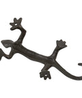 Gecko Shaped Door Pull Handles Set Of 2 In Rustic Dark Coffee Cast Iron, top view showcasing gecko design for interior doors.
