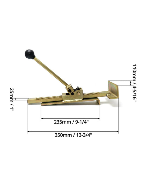 QWORK hardwood flooring jack tool with brass finish and adjustable ratcheting lever for installing hardwood floors