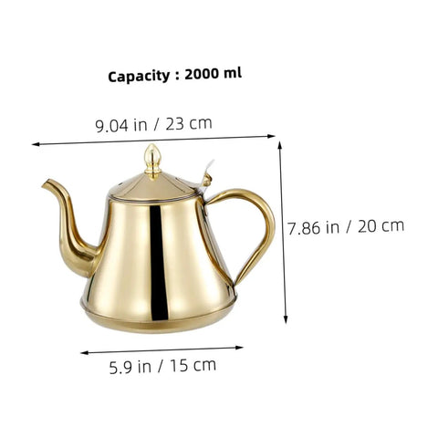Top Shelf Stainless Steel Kettle With Extended Spout For Smooth Pours Heat Resistant Bottom Works Great On Gas Stove And Induction Cooker, 2000ml capacity.