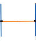 Dog Agility Travel Jump Set For Training And Fun Portable Detachable Hurdles featuring blue and orange bars