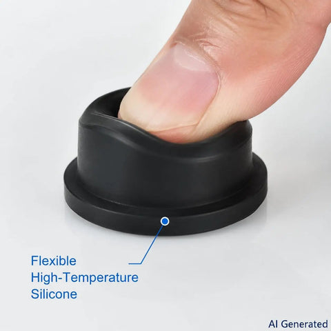 Thumb demonstrating flexibility of the 76Pcs Black T Type Silicone Hole Plug Kit With 7 Sizes From 1/4 Inch To 1 Inch Vulcanized Dustproof Sealing Plugs.