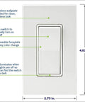 Decora Smart Switch Wi Fi 2nd Gen With Matter, Neutral Wire Required, dimensions 4.61 x 2.75 inches, white D215S1RW