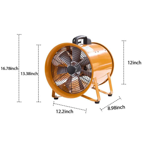12 Inch Industrial Portable Air Blower Ventilator Delivers 3300 CFM High Velocity Airflow With 550W Motor For Rapid Extraction