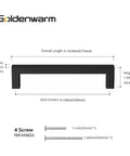 Dimensions of 30 Pack Matte Black Cabinet Pulls 6-1/4 Inch Square Bar Stainless Steel Handles For Kitchen Cupboards And Dressers