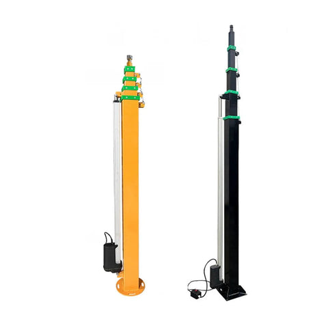 Beast Mode Manual Winch Crank Telescopic Mast 3 To 10 Meters with aluminum frame for satellite antenna setup.