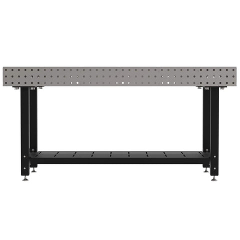Heavy Duty No Frills Welding Fixture Table 72X36X36 Inches showing precision laser grid holes and sturdy under shelf.