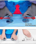 Top Shelf Soft Close Toilet Seat Featuring Quick Release Hinges demonstrating quick disassembly with stainless steel mounts for easy cleaning.