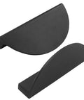Black Solid Aluminum Half Moon Cabinet Pulls Set Of Four Semicircle Drawer Pulls 3.76 Inches Total Length With 2.5 Inch Center To Center