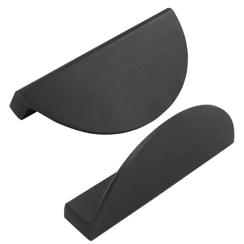 Black Solid Aluminum Half Moon Cabinet Pulls Set Of Four Semicircle Drawer Pulls 3.76 Inches Total Length With 2.5 Inch Center To Center
