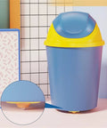 Tough As Nails Furniture Casters Four Pack Featuring 360 Swivel Stainless Steel Rollers And Strong Self Adhesive Backing For Effortless Room Makeovers And Heavy Duty Storage Fixes inside blue trash can with yellow lid.