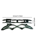Inline Skate Frame Replacement Two Piece Alloy Frames For 4x110 Wheels Parts Maintenance And Upgrade Shred Ready Durable Aluminum Alloy Construction For Tough Smooth Reliable Riding, shown with measurements