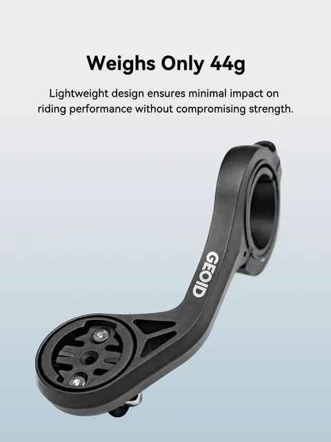 Lightweight design of Out Front Bike Computer Mount For Roadies Universal Front Mount Fits Garmin Wahoo Bryton Magene Cycplus CooSpo XOSS And More Built In GoPro Camera Mount And Front Light Ready For Any Ride.
