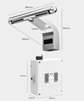 Eoweiot Automatic Hand Dryer with Sensor Faucet showing dimensions of dryer unit and design features, ideal for public washroom use.