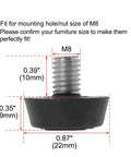Side view of M8 Adjustable Leveling Feet For Tables Desks And Cabinets Heavy Duty Glide with dimensions and thread details.