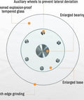 Round Tempered Glass Lazy Susan Turntable Smooth Operator Spin No More Elbow Banging Built Different Aluminum Shaft with enlarged bearings.