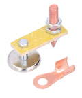 Heavy Duty Magnetic Welding Support With Super Strong Suction And Copper Tail Grounding Tool For Rock Solid Mechanical Repair Work, showing magnet and copper tail.