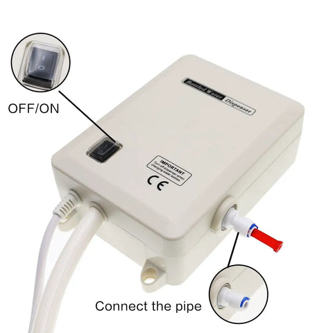 High Flow Bottled Water Dispenser Pump System With Dual Inlet For 5 Gallon Jugs, 110V US Plug, showing on/off switch