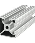 Heavy Duty Aluminum Extrusion With Dual Open T Slots Delivers Smooth Tracking And Rock Solid Durability Featuring Clear Anodized Finish And 60 Inch Length cut end view showing dual T slots.