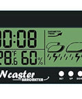 FunCaster Barometer Ambient Weather Clock for Golf Cart, Boat, Home and Office showing time, temperature, humidity, and forecast