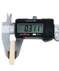 Caliper measuring 5/16 in wood dowel for 100 Pack Five Sixteenths Inch Wood Dowel Pins One And One Half Inch Straight Grooved Hardwood