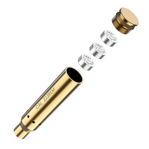 Red Laser Bore Sighter For 223 Rem And 5.56 NATO Calibers, Brass Build with battery sets, precise bore alignment