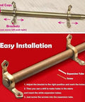Solid Brass Adjustable Stair Runner Rods Kit With Non Slip Bar For Elegant Carpet Runners, Includes Brackets Screws End Caps For Home Or Business Decor, 50-100 cm