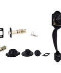 Exterior Door Handle Set With Knob And Deadbolt Matte Black For Your Front Door Easy Install With Adjustable Latch Two And Three Eighths To Two And Three Quarters Includes Two Brass Keys Durable Zinc Alloy Construction For Lasting Security.