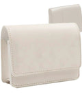 Durable PU Leather Golf Rangefinder Case with belt clip and soft inner lining, waterproof shockproof carry bag, white color.