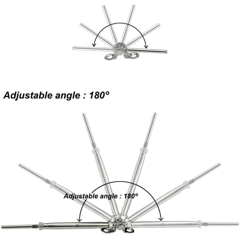 180-degree adjustable base from 12 Pairs One Eighth Inch Cable Railing Kit with 180 Degree Adjustable Base Marine Grade T316 Stainless Steel Hardware