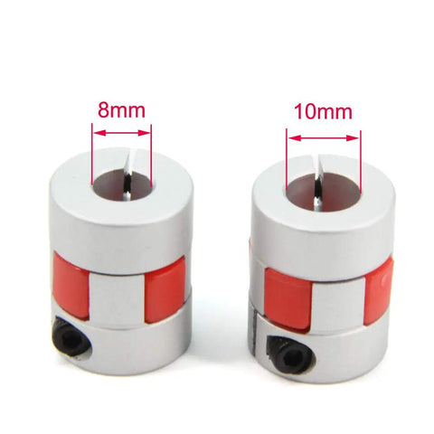 2 Pack Aluminum Plum Shaped Flexible Shaft Coupling 8mm To 10mm Bore 20mm Diameter 25mm Length 8x10mm Motor Connector Flexible Coupler