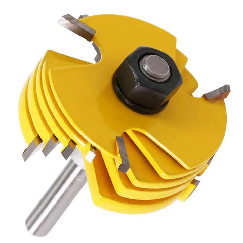 Adjustable Three Wing Slot Cutter Router Bit Set With Bearings One Quarter Inch Shank One Half Inch Cutting Depth One Seven Eighth Inch Cutter Diameter Includes Six Widths From One Sixteenth To One Quarter Inch Anti Kickback CNC Balanced For Killer